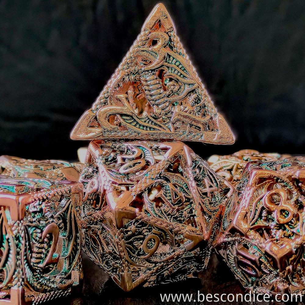 Rose Copper Dragon Metal Dice